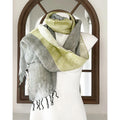 Linen Scarf with Feather Fringe, Green, Grey EXCELLENT!