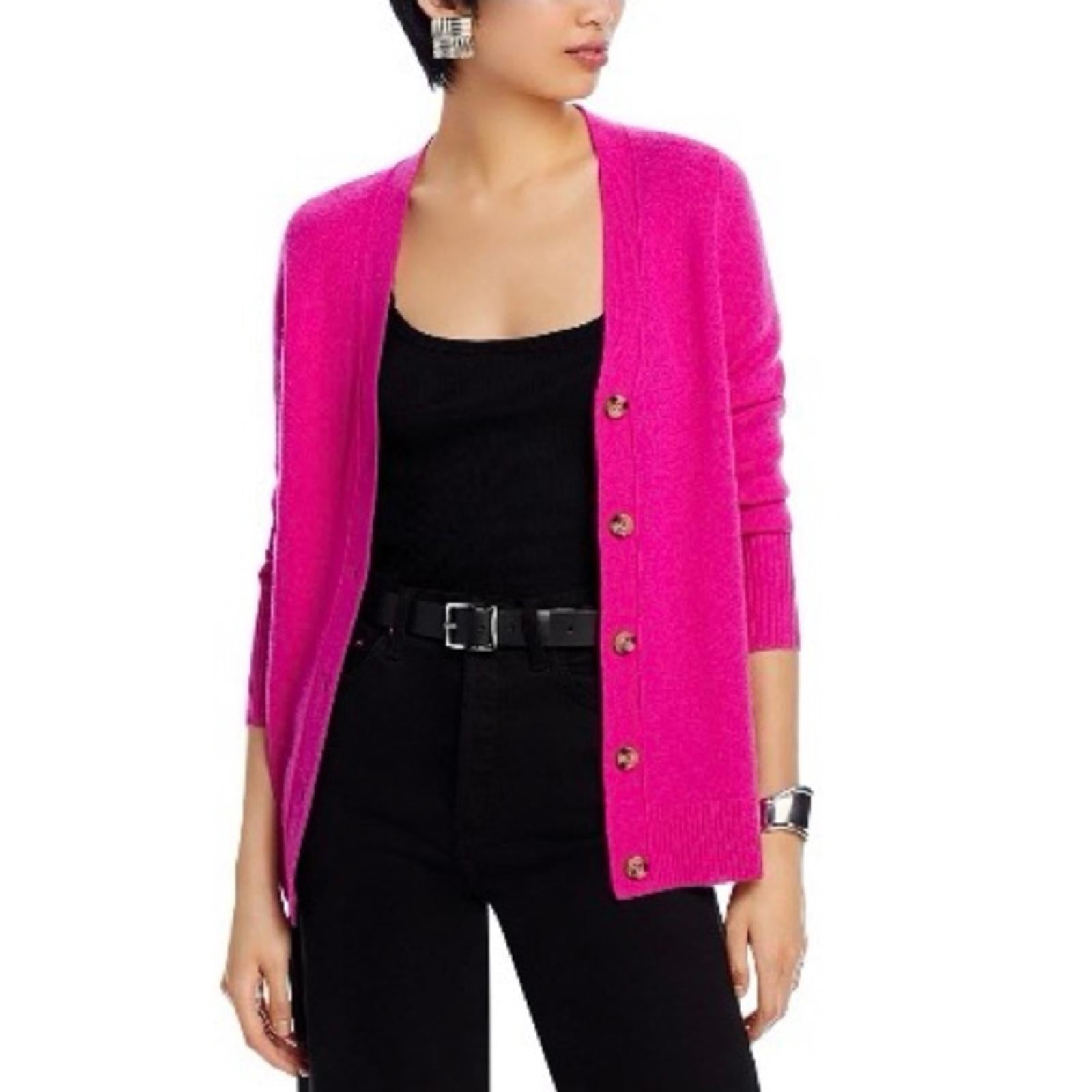 C by Bloomingdale's Cashmere Grandfather V-Neck Cardigan in Pink, Size S, NWT