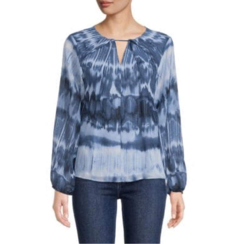 NEW Calvin Klein Ruched Tie Due Top, Blue Size Large New w/Tag Retail $89.50
