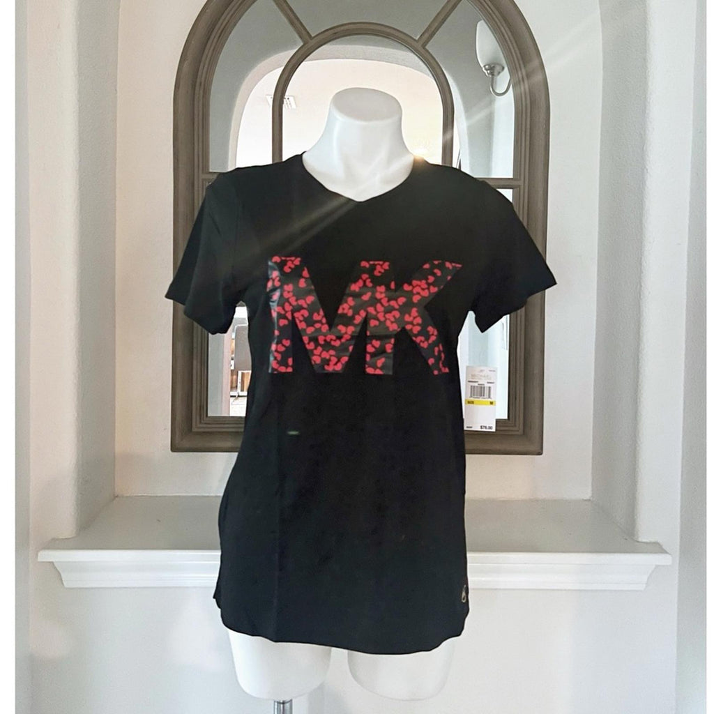 NWT Michael Kors Limited Edition Scarlet Red Short Sleeve Tee in Black Size M