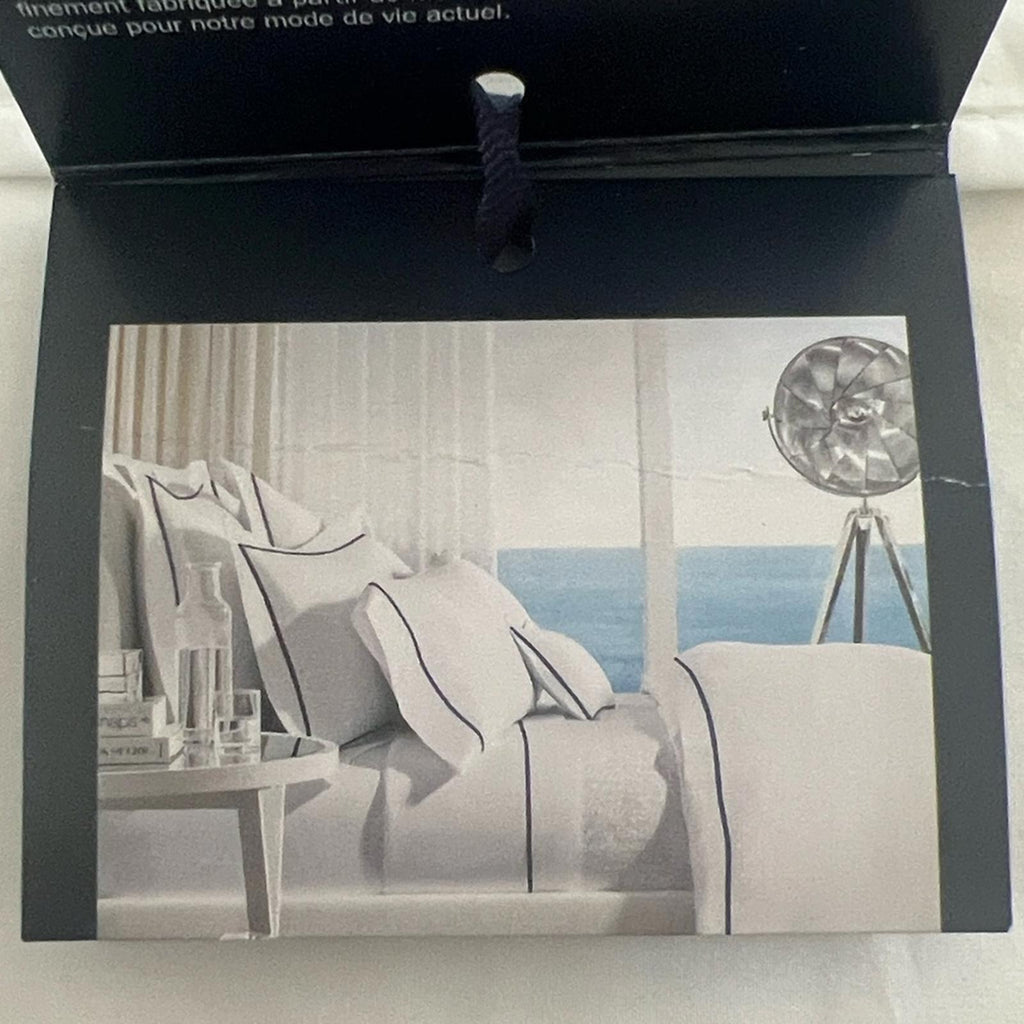 Ralph Lauren Home Organic Cotton Percale Palmer Queen Flat Sheet, Polo Navy, NEW