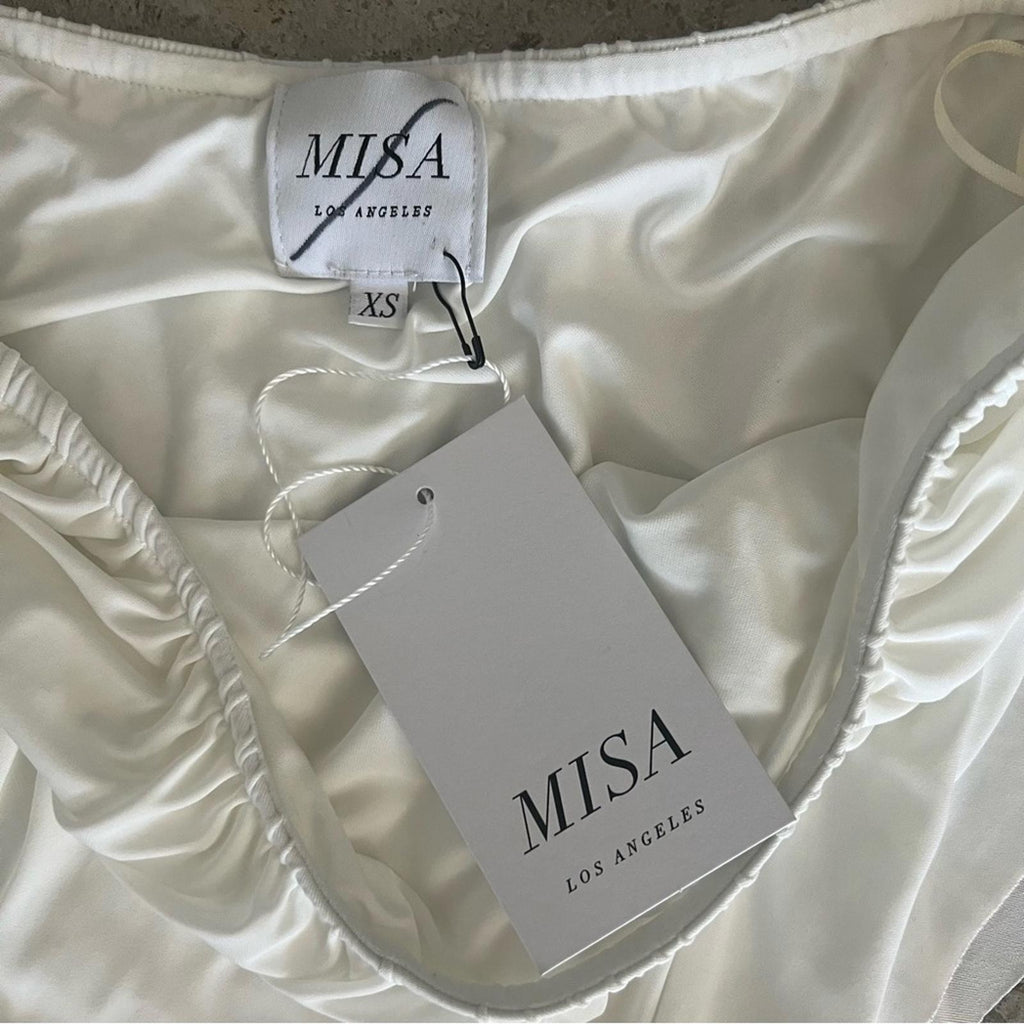 MISA Neutral Calliope One-Shoulder Maxi Dress in White, NWT, Size XS