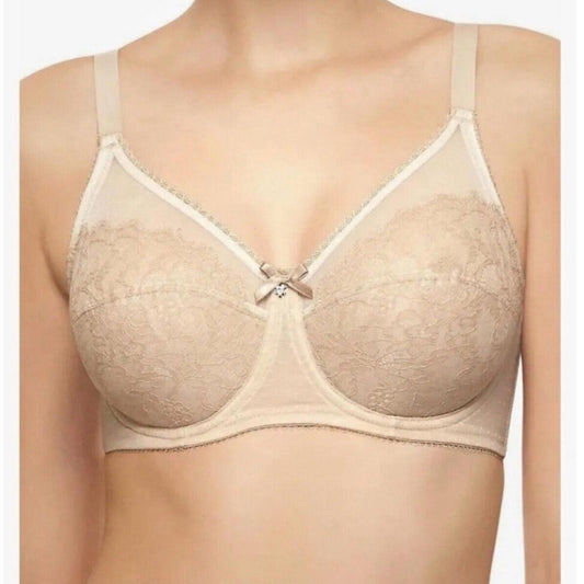 WACOAL Retro Chic Lace Bra w/Mesh Detail, Nude/Tan Size 32DDD EXCELLENT! $68