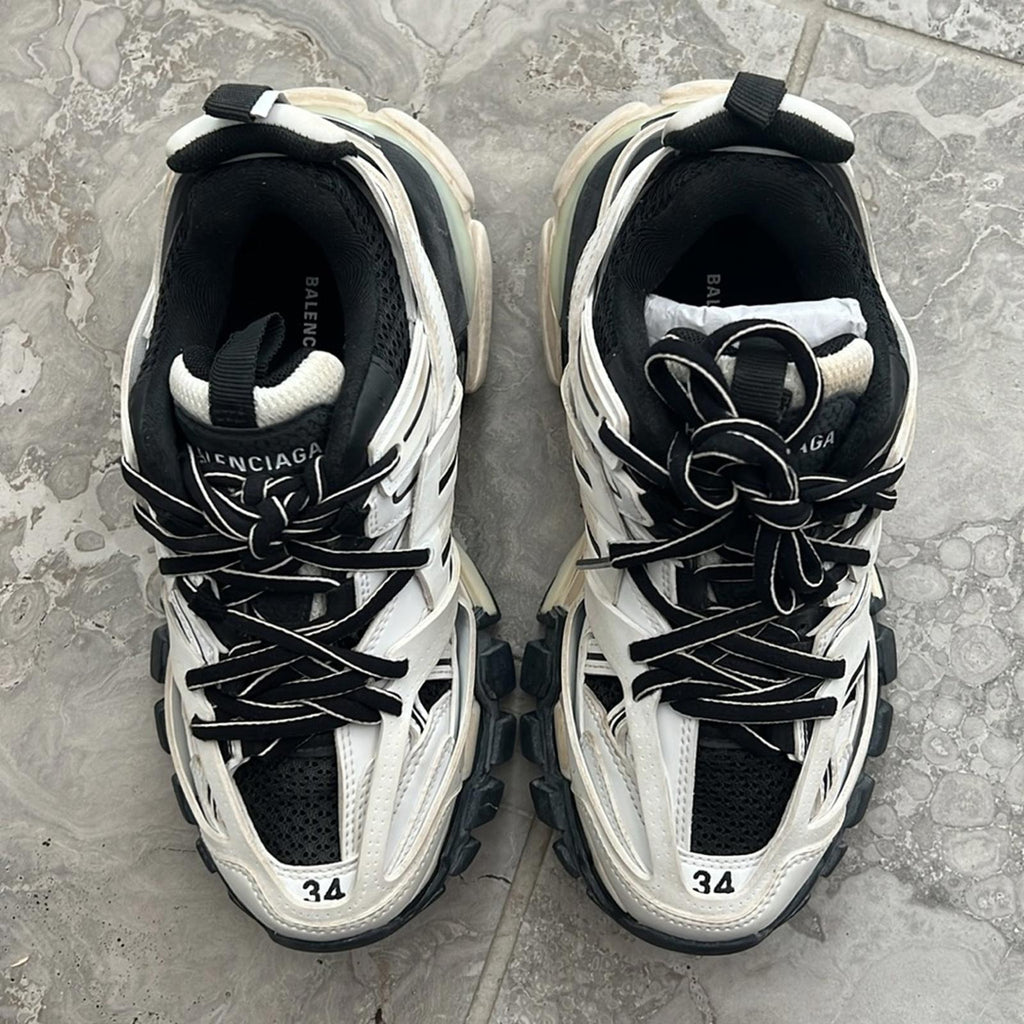 Balenciaga Track Sneakers, White/Black +Extra Shoe Laces Size EU34 US4 EXCELLENT