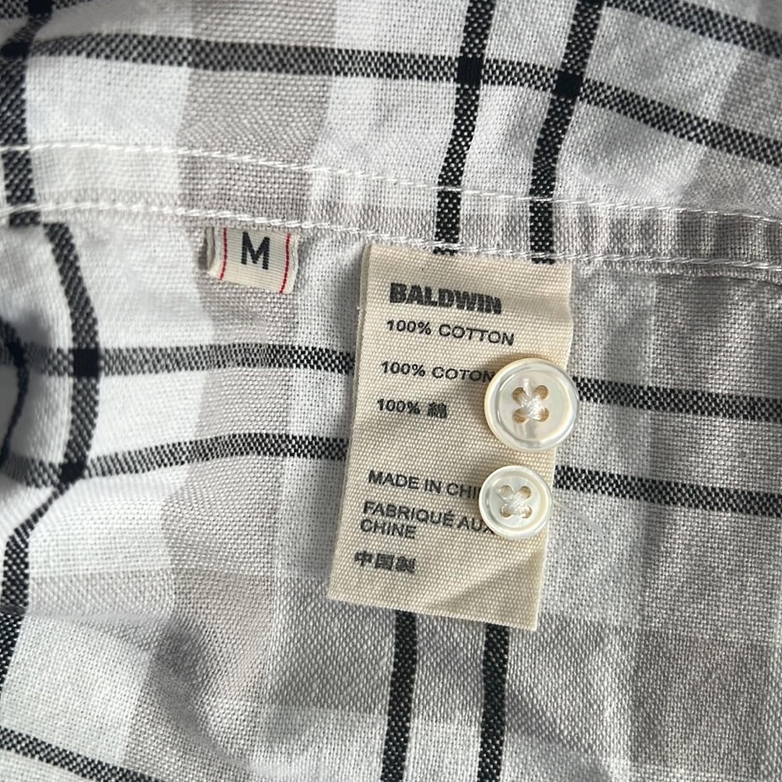 Baldwin Kansas City Cotton Plaid Button Up Shirt, White Grey NWT Retail $195
