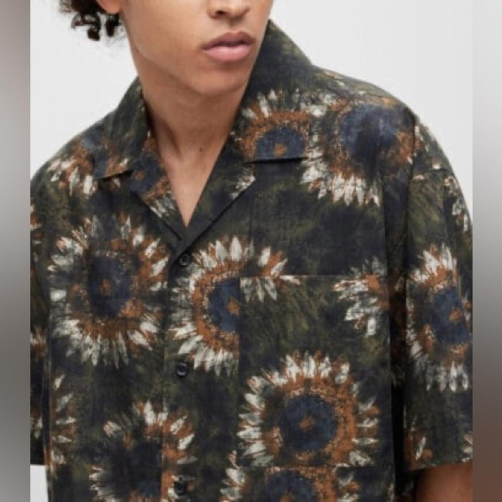 Hugo Men’s Egeeno Sunflower Camp Shirt in Green Multicolor, NWT, Size M