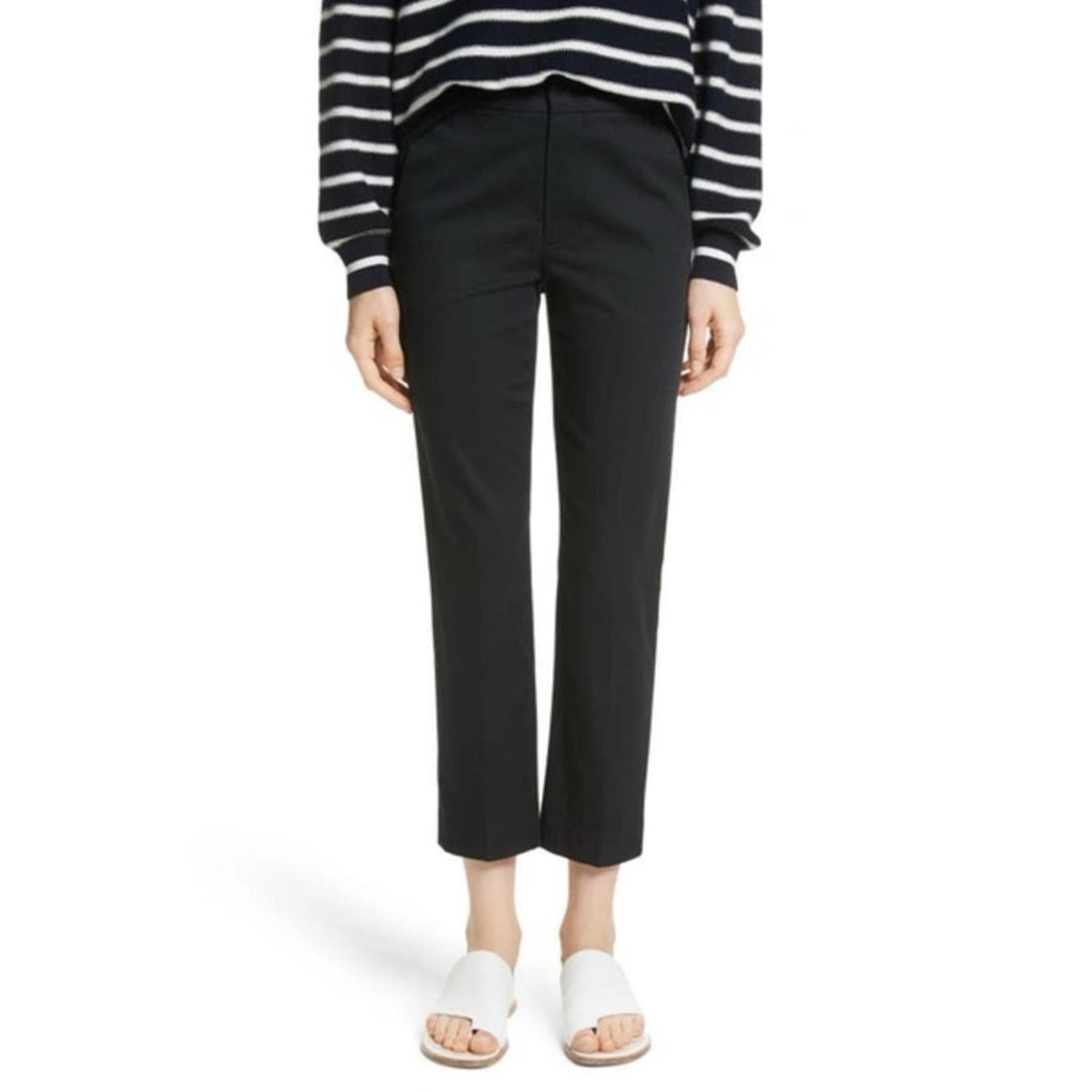 NWT Vince Coin-Pocket Straight-Leg Cropped Chino Pants Black Size 14 Retail $225