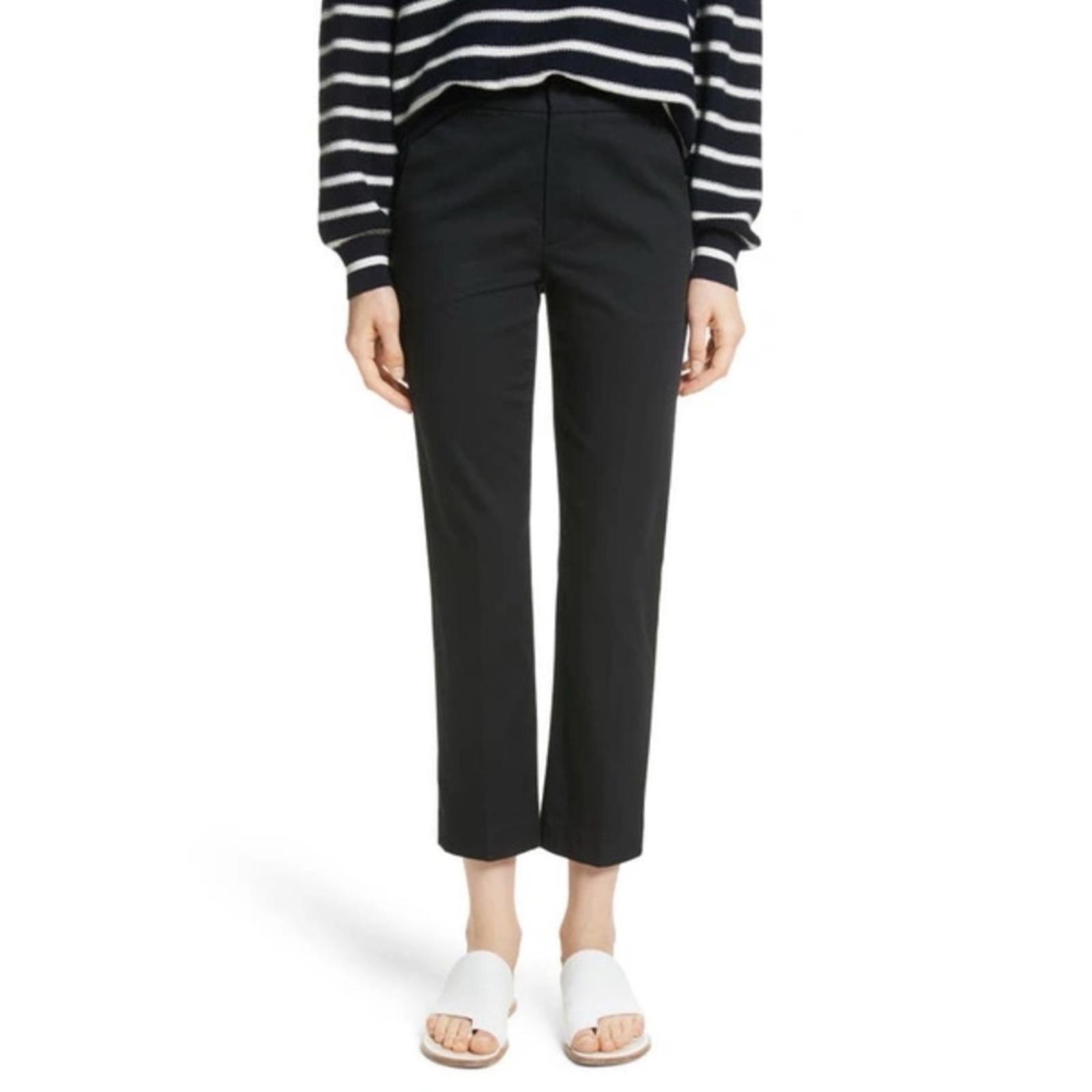 NWT Vince Coin-Pocket Straight-Leg Cropped Chino Pants Black Size 14 Retail $225