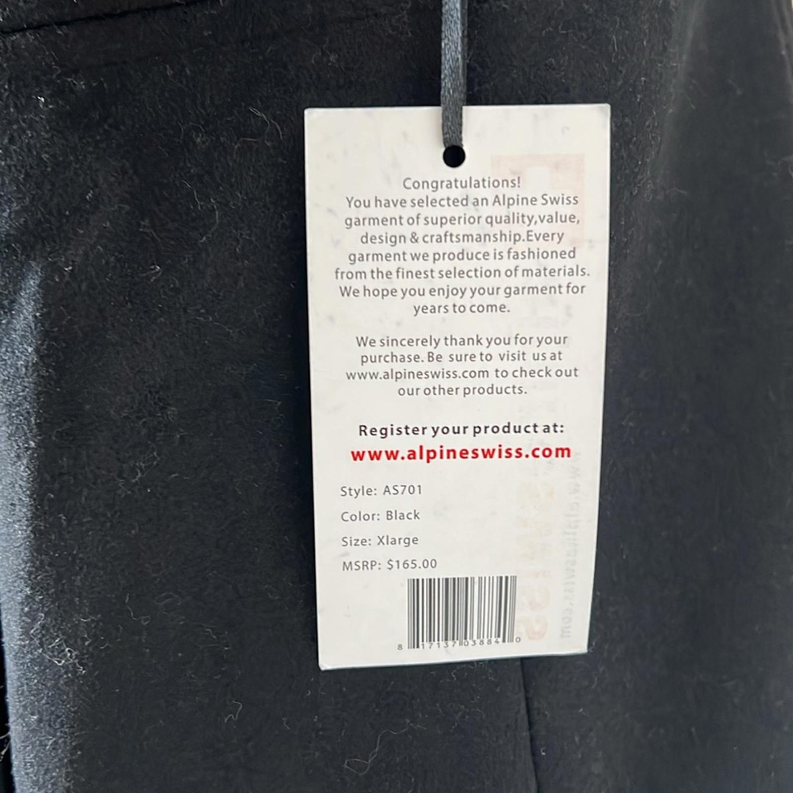 Alpine Swiss Emma Peacoat Double-Breasted Wool Coat in BLACK, Size XL NWT $165