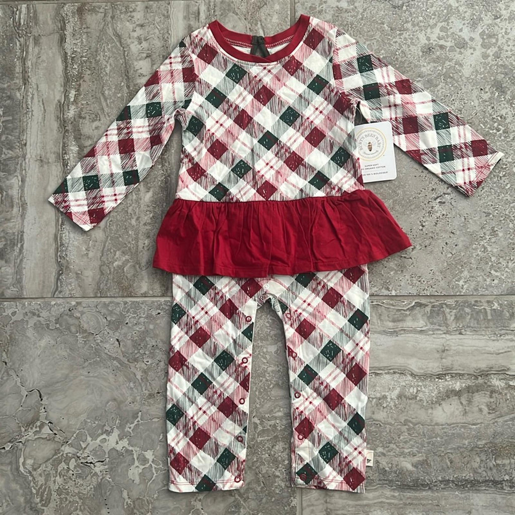 Burt's Bees Baby Girls Long Sleeve Ruffle Bottom One Piece Jumpsuit Size 18M NWT