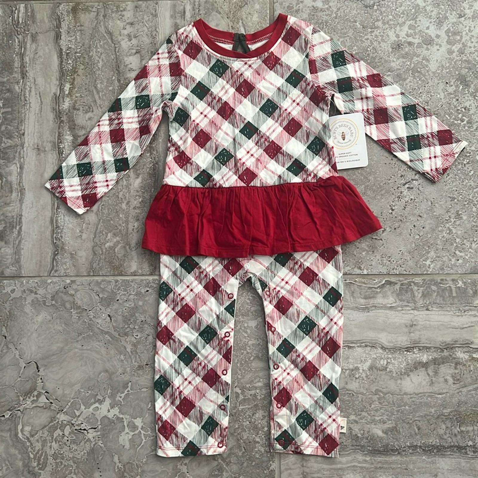 Burt's Bees Baby Girls Long Sleeve Ruffle Bottom One Piece Jumpsuit Size 18M NWT