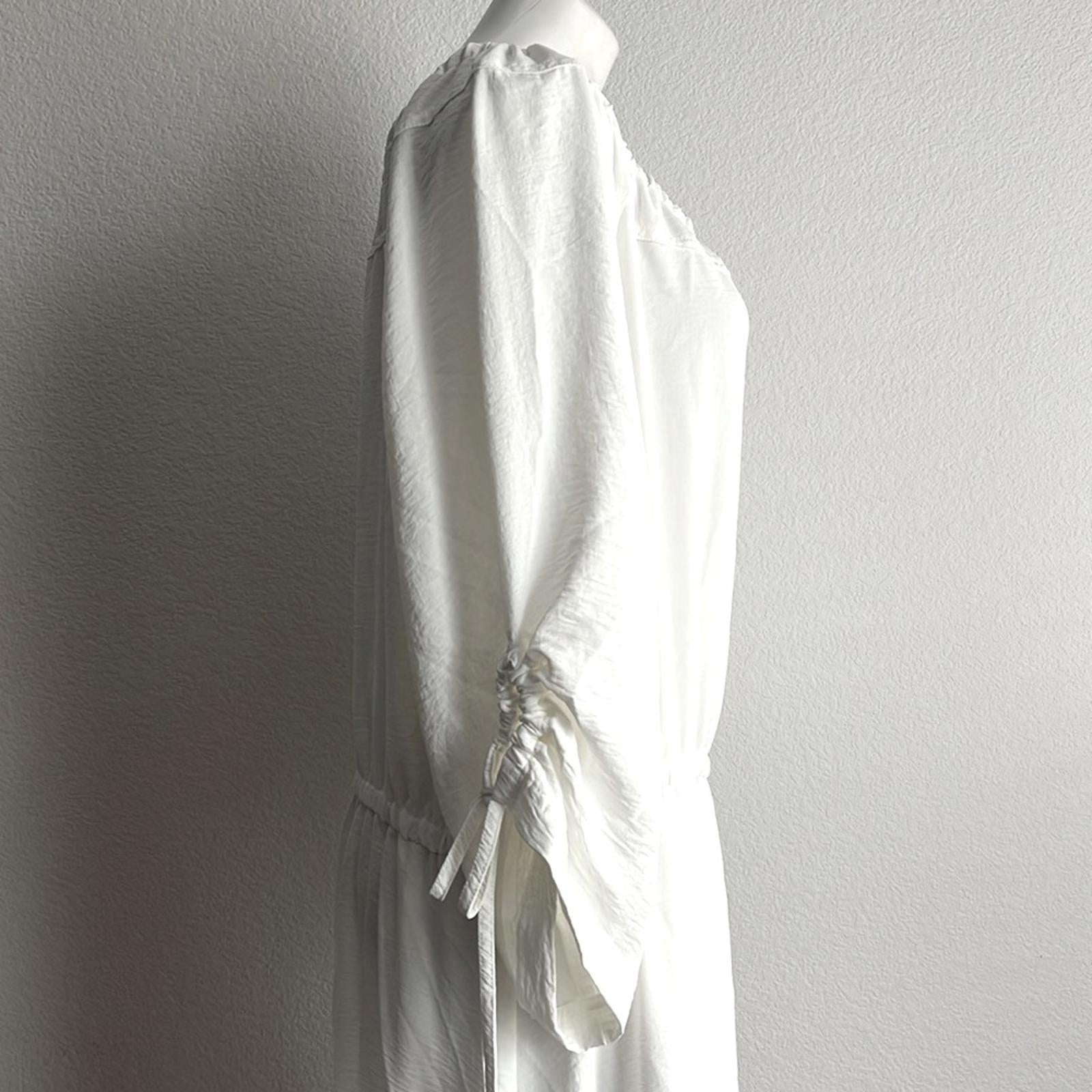 Calvin Klein Off-The-Shoulder Blouson Maxi Dress in Cream White, NWT, Size 18