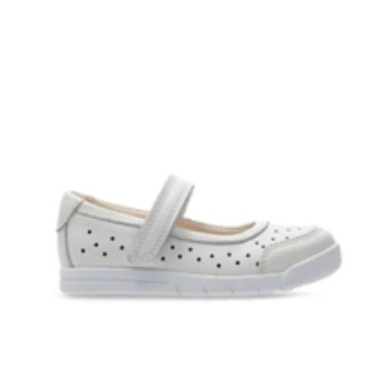 NWT Clarks Kid’s Emery Halo T White Leather Sneakers Girls Size UK 6.5G, US 7W