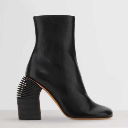 Off-White Leather Peculiar Spring High-Heeled Ankle Boots, Size 38 NEW +DustBag