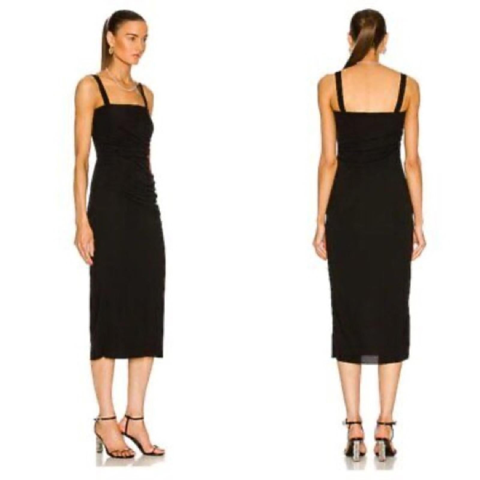Helmut Lang Twist Midi Dress in Basalt Black, Size XXS NEW w/Tag $345