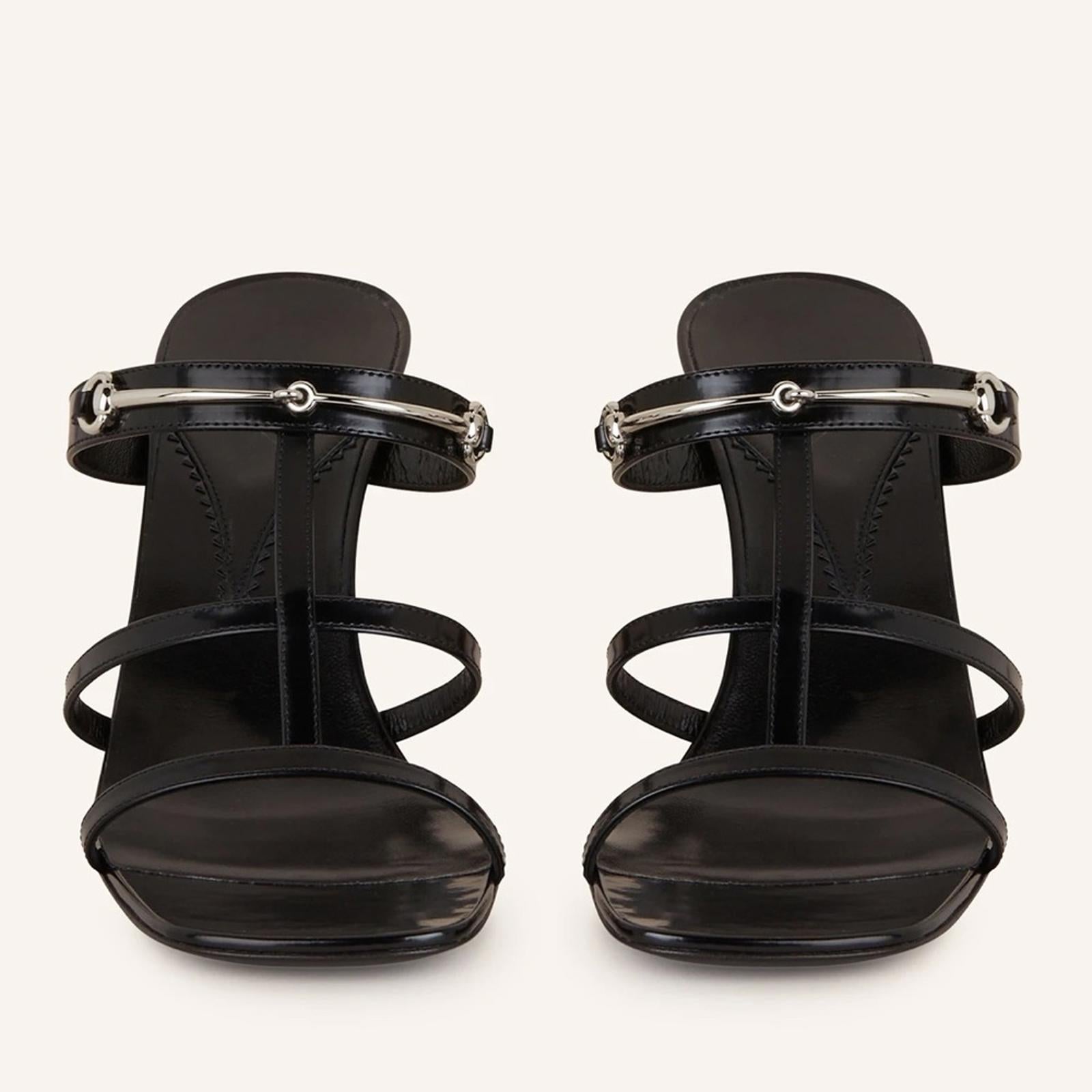 Gucci Divine Horsebit-Detailed Leather Mules 1000 Nero Size 39.5 +DustBags