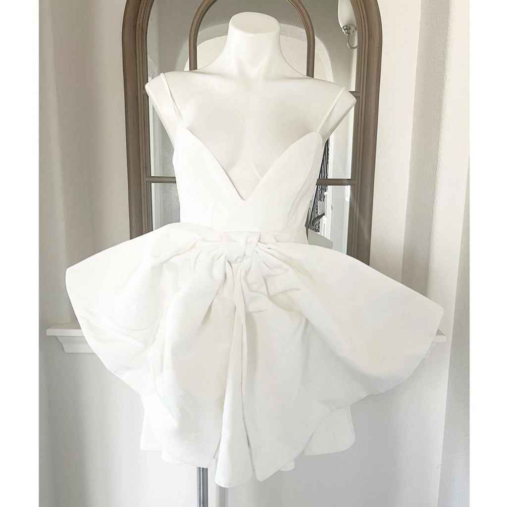 BARDOT Annabelle Statement Bow Minidress, Orchid White Size 6/M Retail $169
