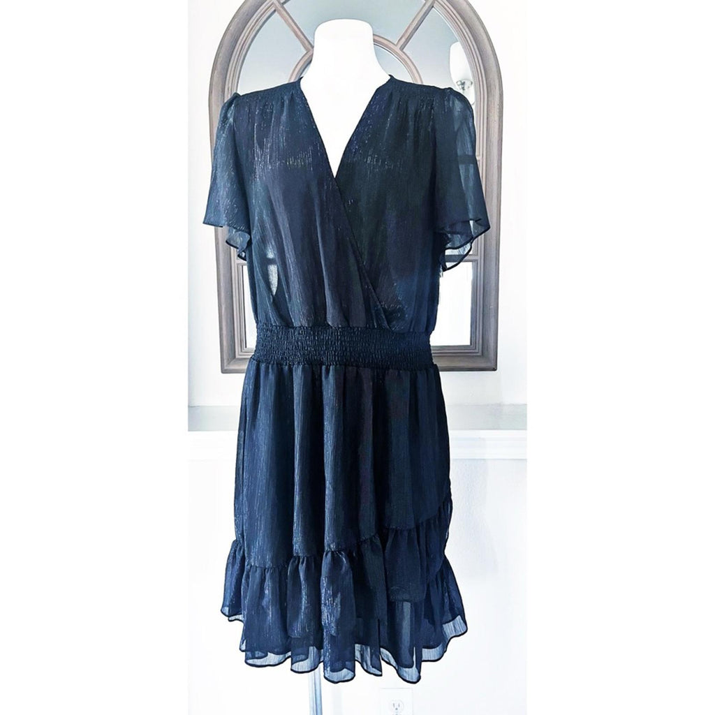 Michael Kors Tiered Smocked Dress w/Flutter Sleeve & Surplice Neckline Sz 1X NWT
