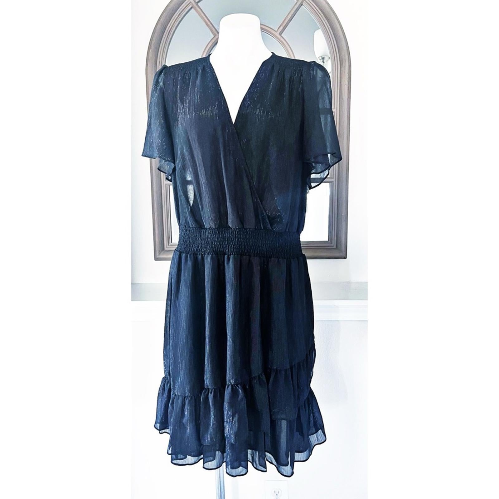 Michael Kors Tiered Smocked Dress w/Flutter Sleeve & Surplice Neckline Sz 1X NWT