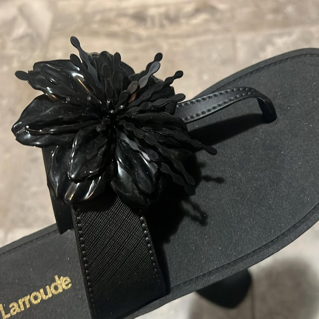 Larroude Hibiscus Sandals in Black, Size 10/11 NEW w/o Box