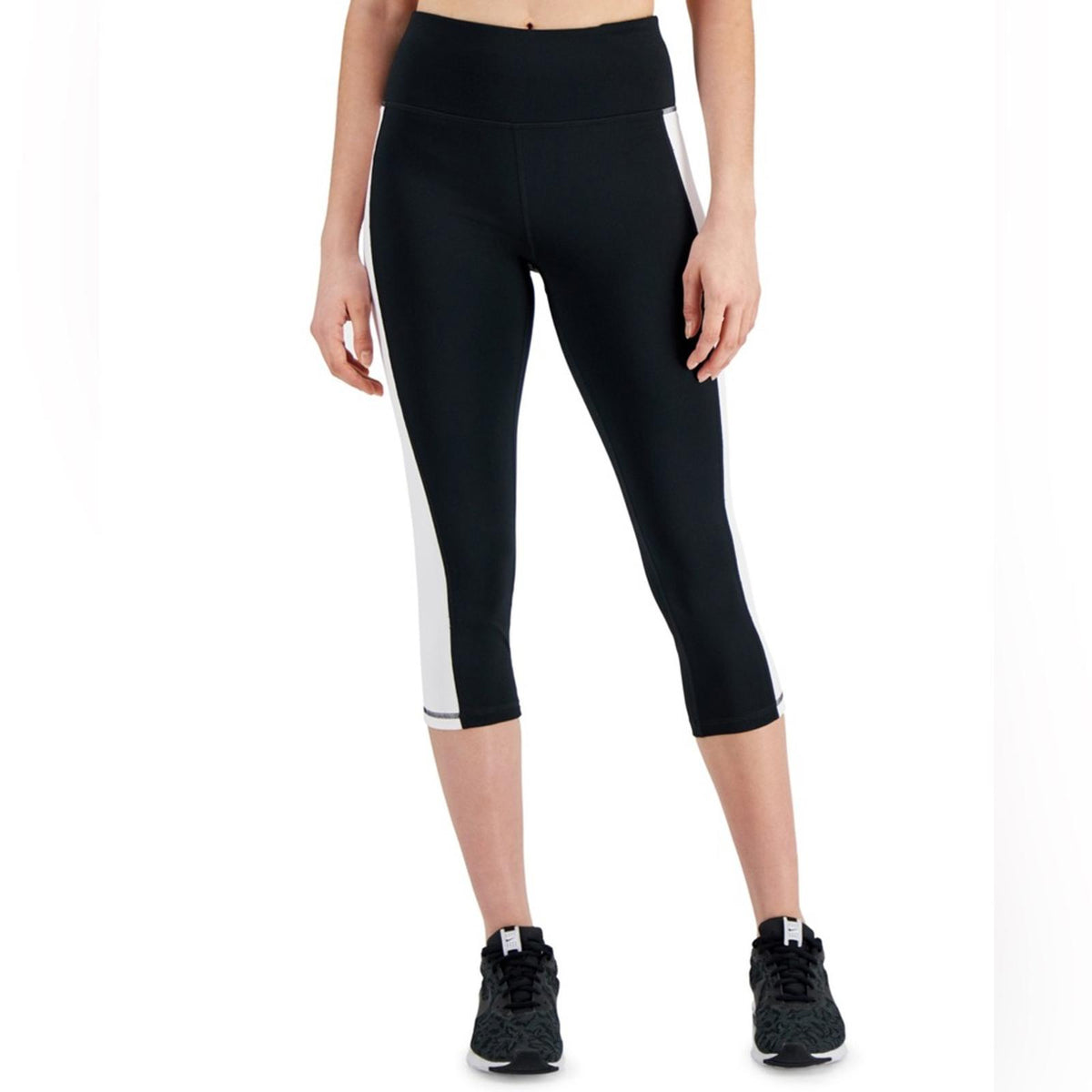 Ideology Essentials Colorblocked Cropped Leggings, Noir White Size 3X New w/Tag