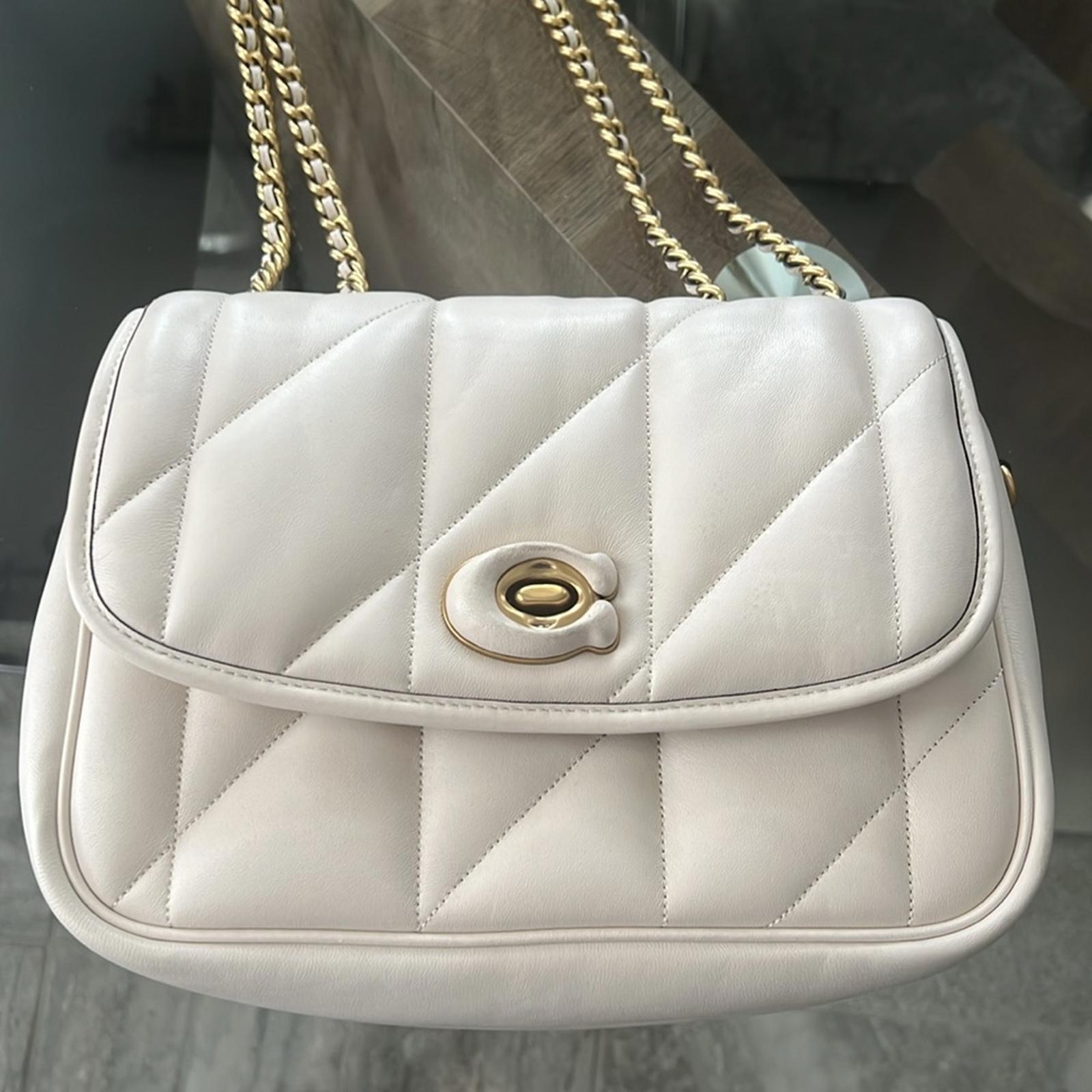 COACH Quilted Pillow Madison Shoulder Bag in Chalk, EXCELLENT!