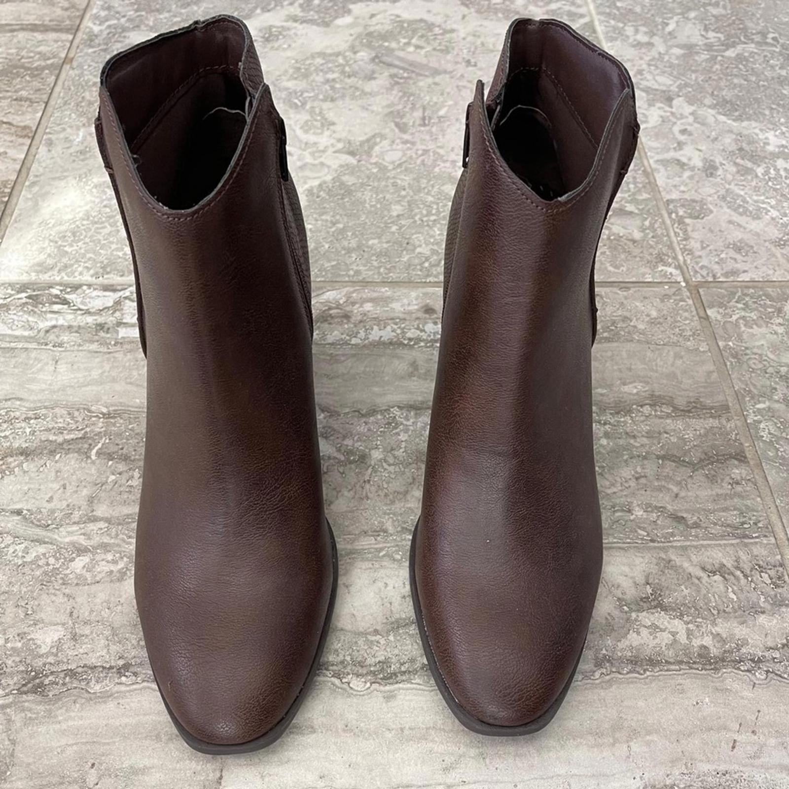 Sun+Stone Graceyy Cut-Outs Block Heel Booties in Brown, Size 12 NEW $79.50