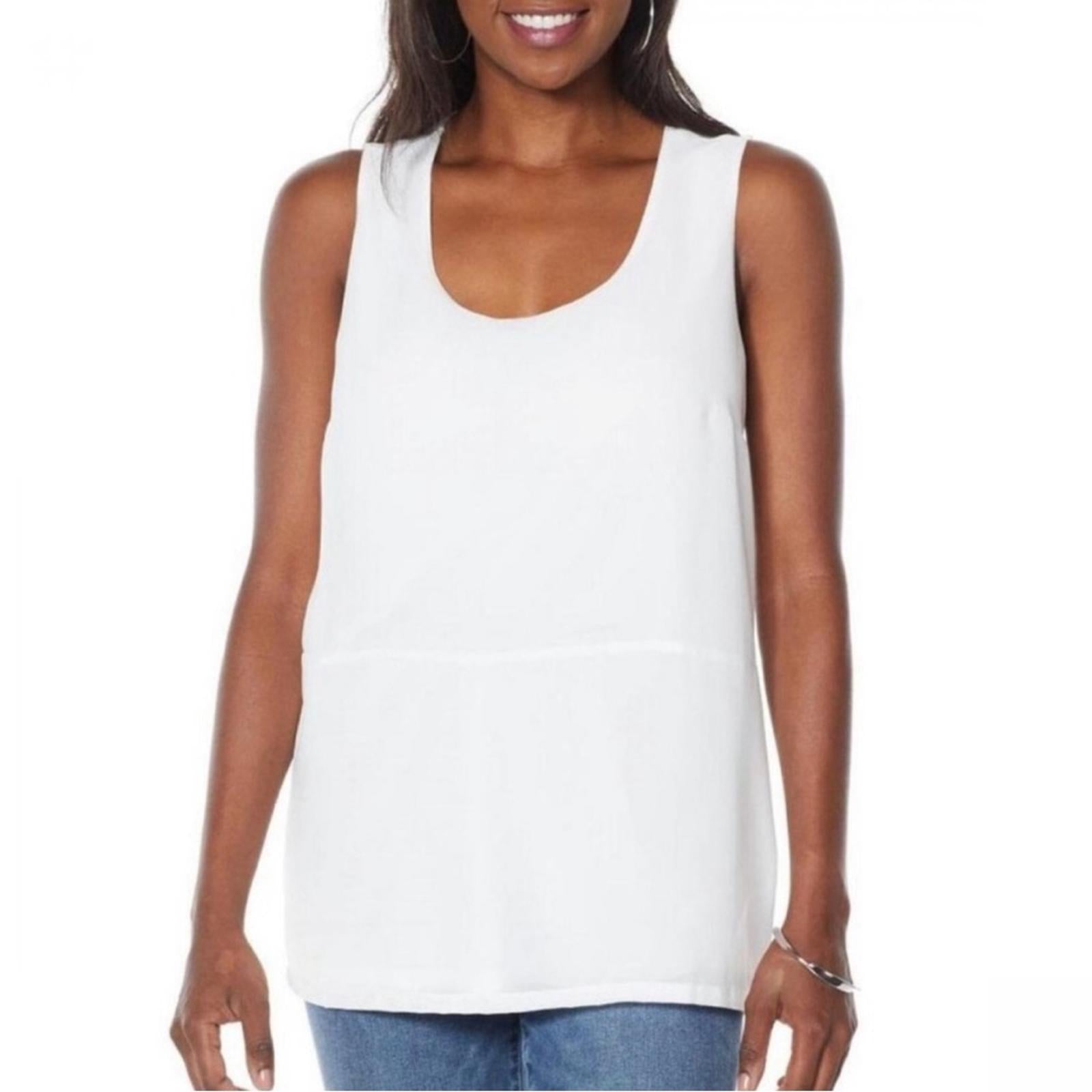 Colleen Lopez Scoop Neck Tank Top in White, Size S, New w/Tag