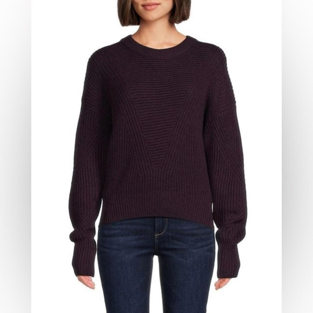 IRO Mona Wool Knit Ribbed Sweater, Dark Purple Size L, New w/Tag Retail $445