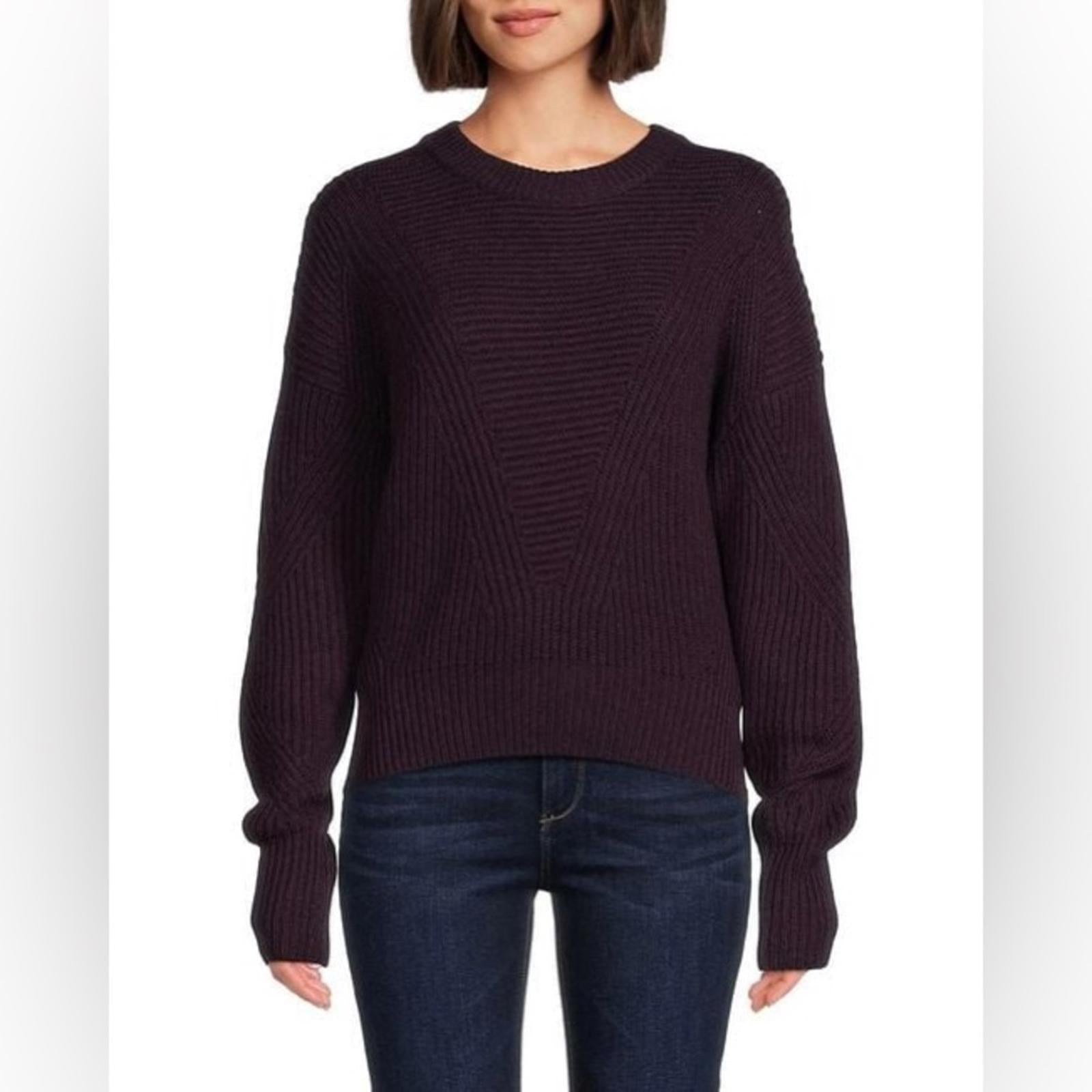 IRO Mona Wool Knit Ribbed Sweater, Dark Purple Size L, New w/Tag Retail $445