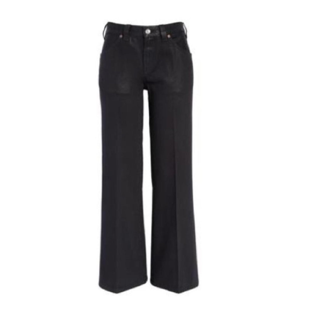 Victoria Beckham Edie Coated High-Rise Flared Jeans in Black, NWT, UK Size 26