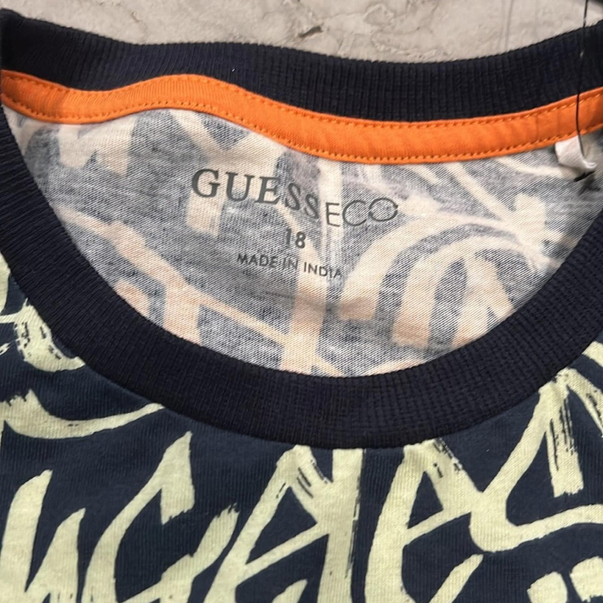 NEW Guess Future Text Moroccan Blue Short Sleeve T-Shirt Boy Size 18 New w/Tag