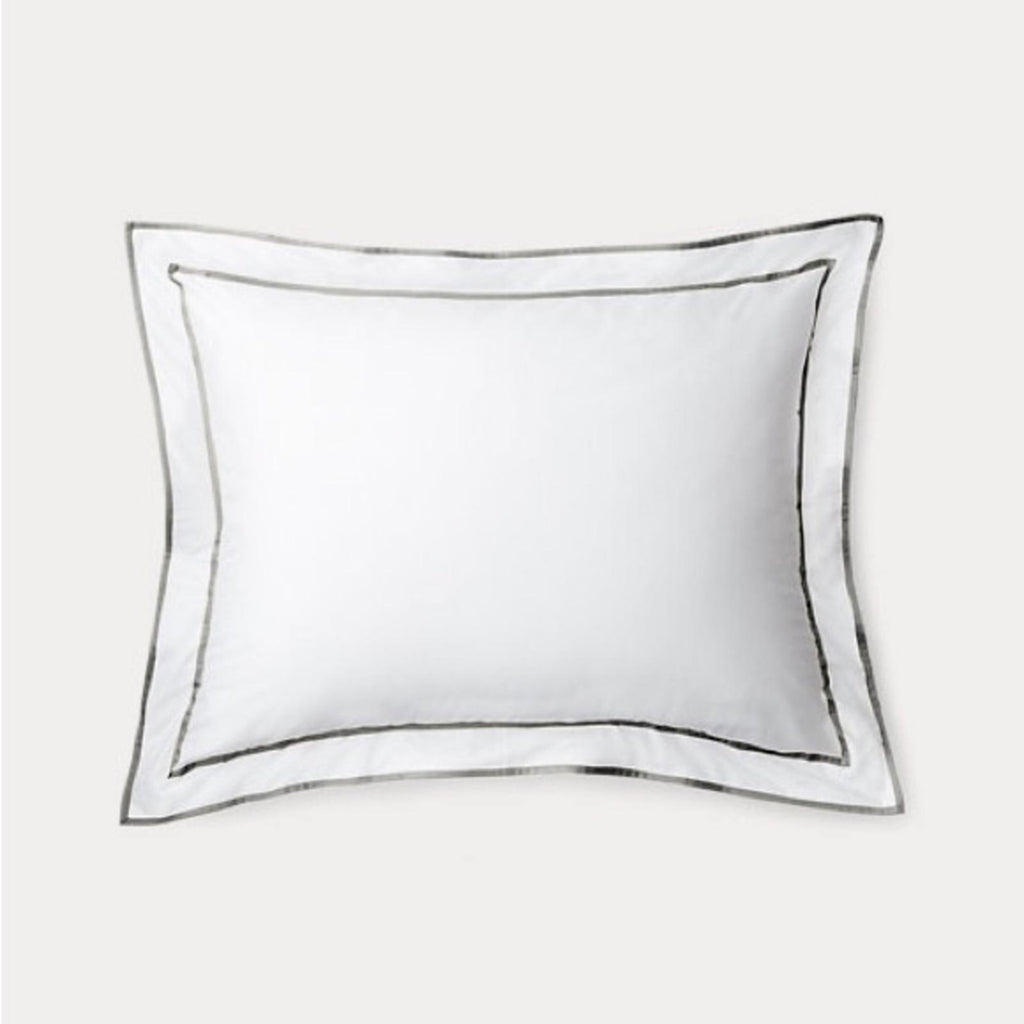 X2 Ralph Lauren KING Spencer Sateen Border Shams in Stone Grey New w/Tag $135/ea