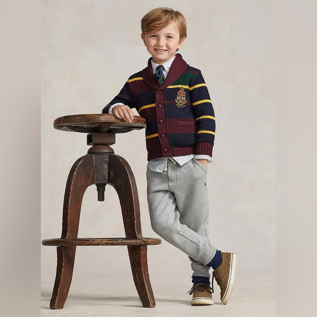 Polo Ralph Lauren Striped Striped Patchwork Cotton Cardigan, Size L(14-16) NWT
