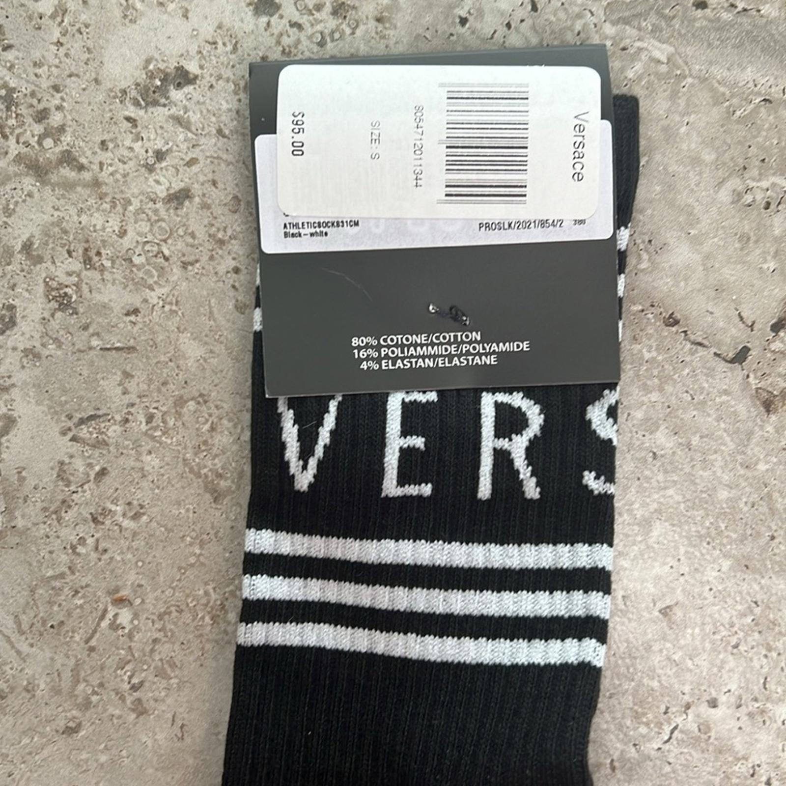 NEW Versace Logo Socks in Black & White, Size M New with Tag