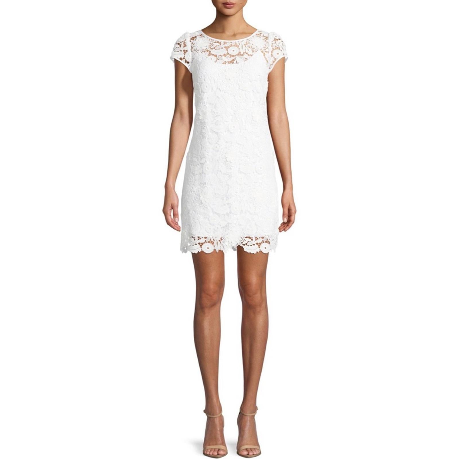 Milly Chloe 3-D Lace Dress in White, Size 2 New w/Tag Retail $395