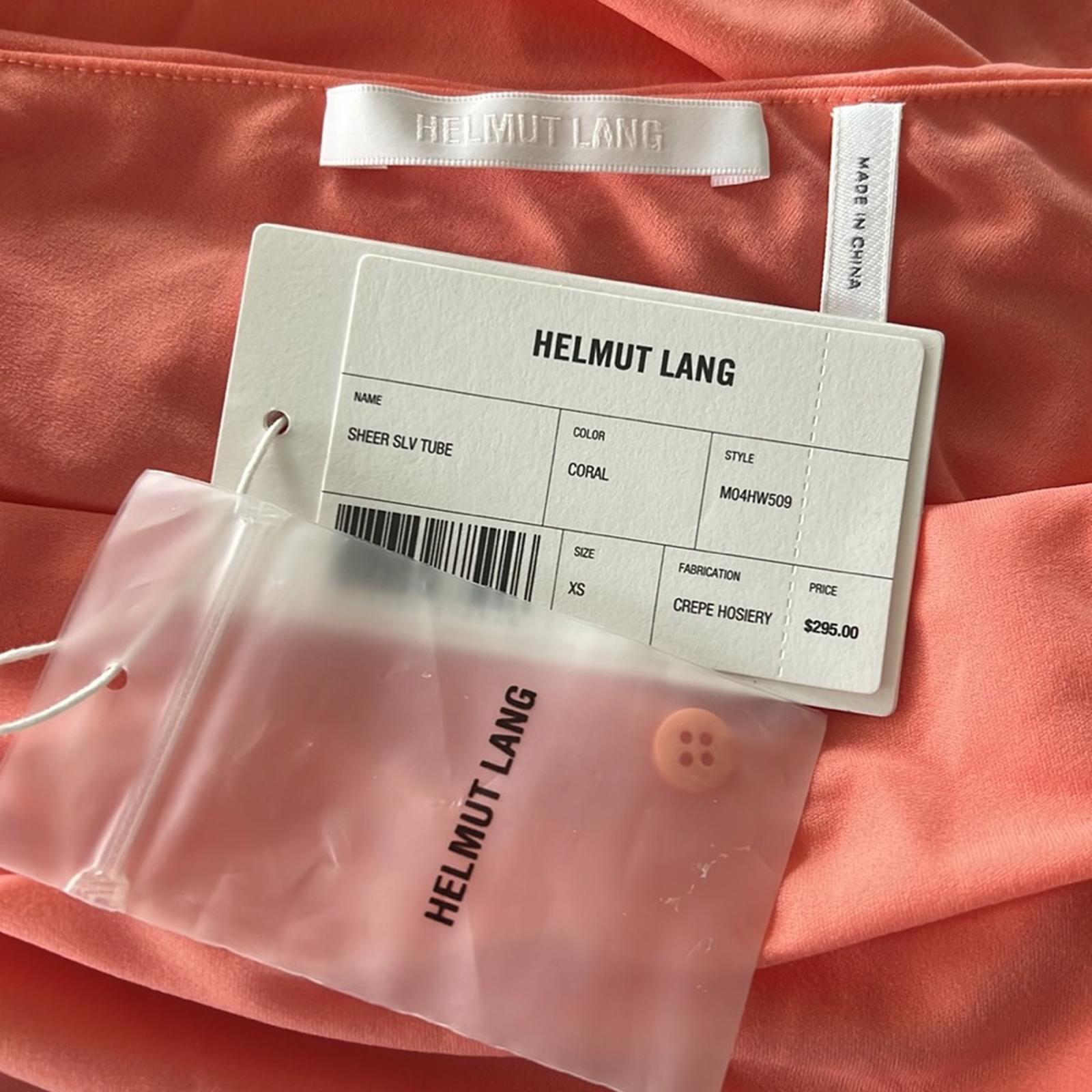 Helmut Lang Sheer Sleeve Tube Top in Coral, NWT, Size XS
