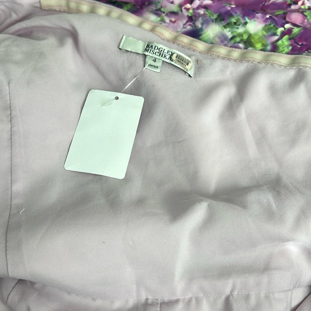 BADGLEY MISCHKA One-Shoulder Purple Orchid Gown, Size 4 Retail $990