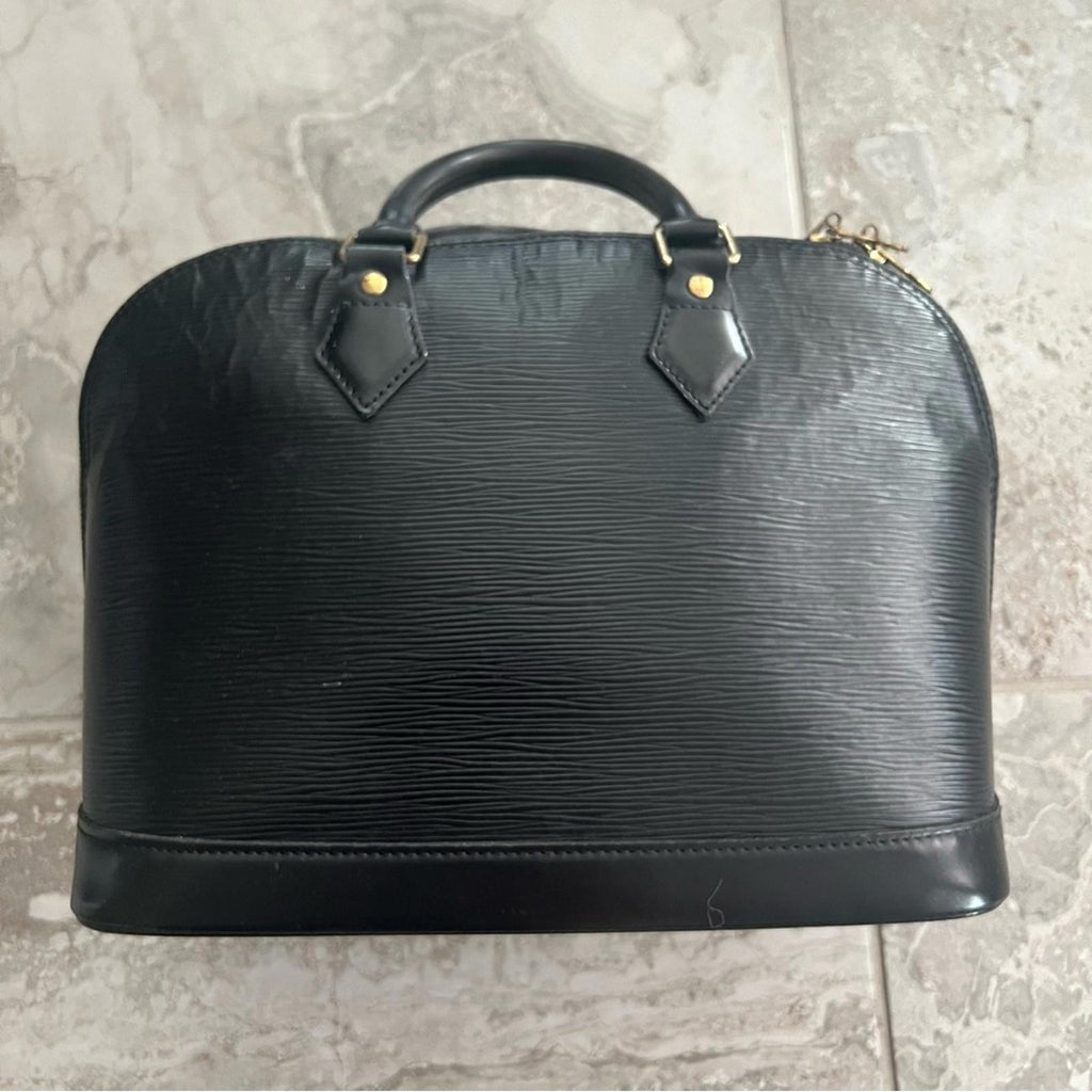 Louis Vuitton Alma PM Epi Leather Top Handle Bag Black Retail $1,394.99