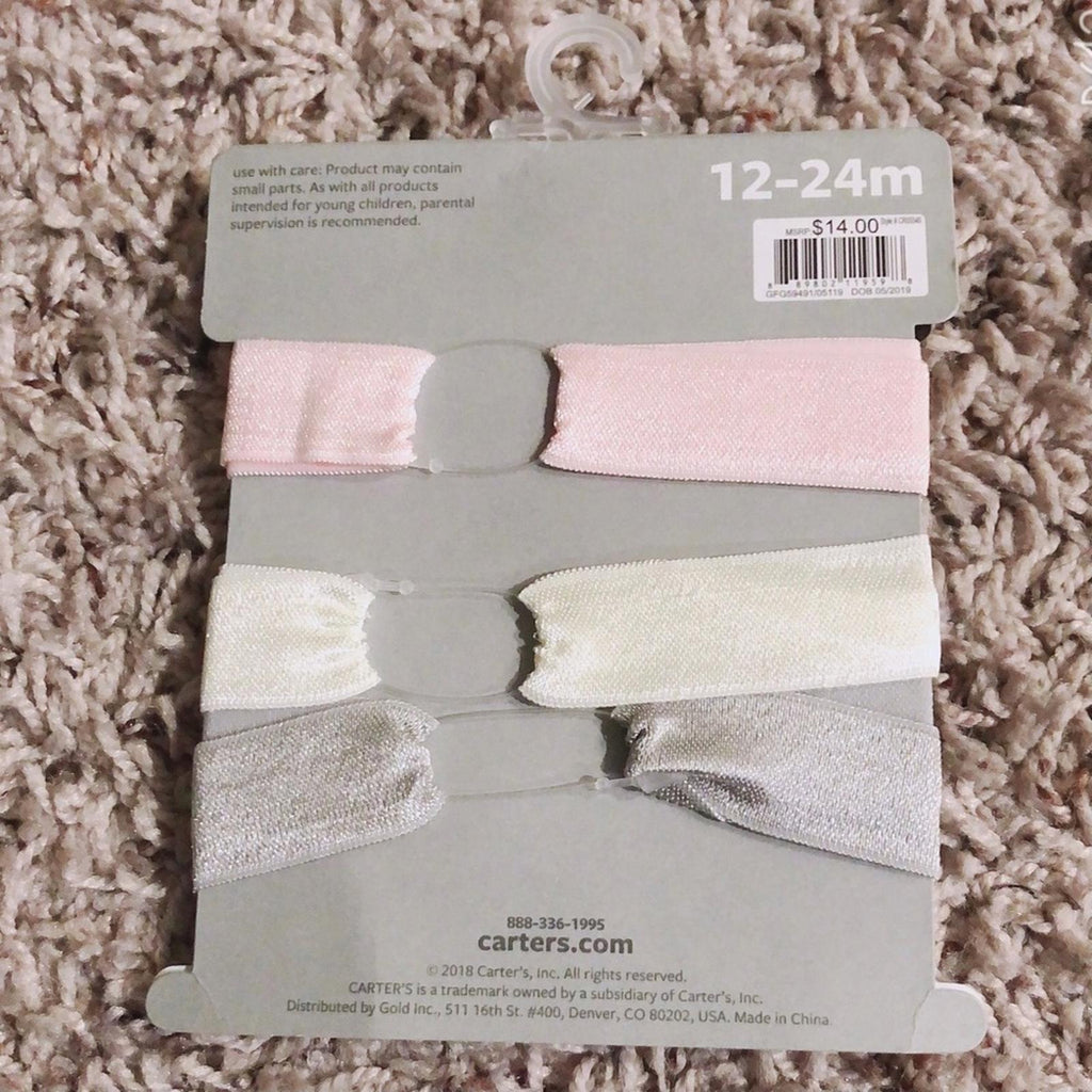 Carter’s 3-Pk Plume Head Bands Wraps, Baby Girl 12-24 Mos NWT