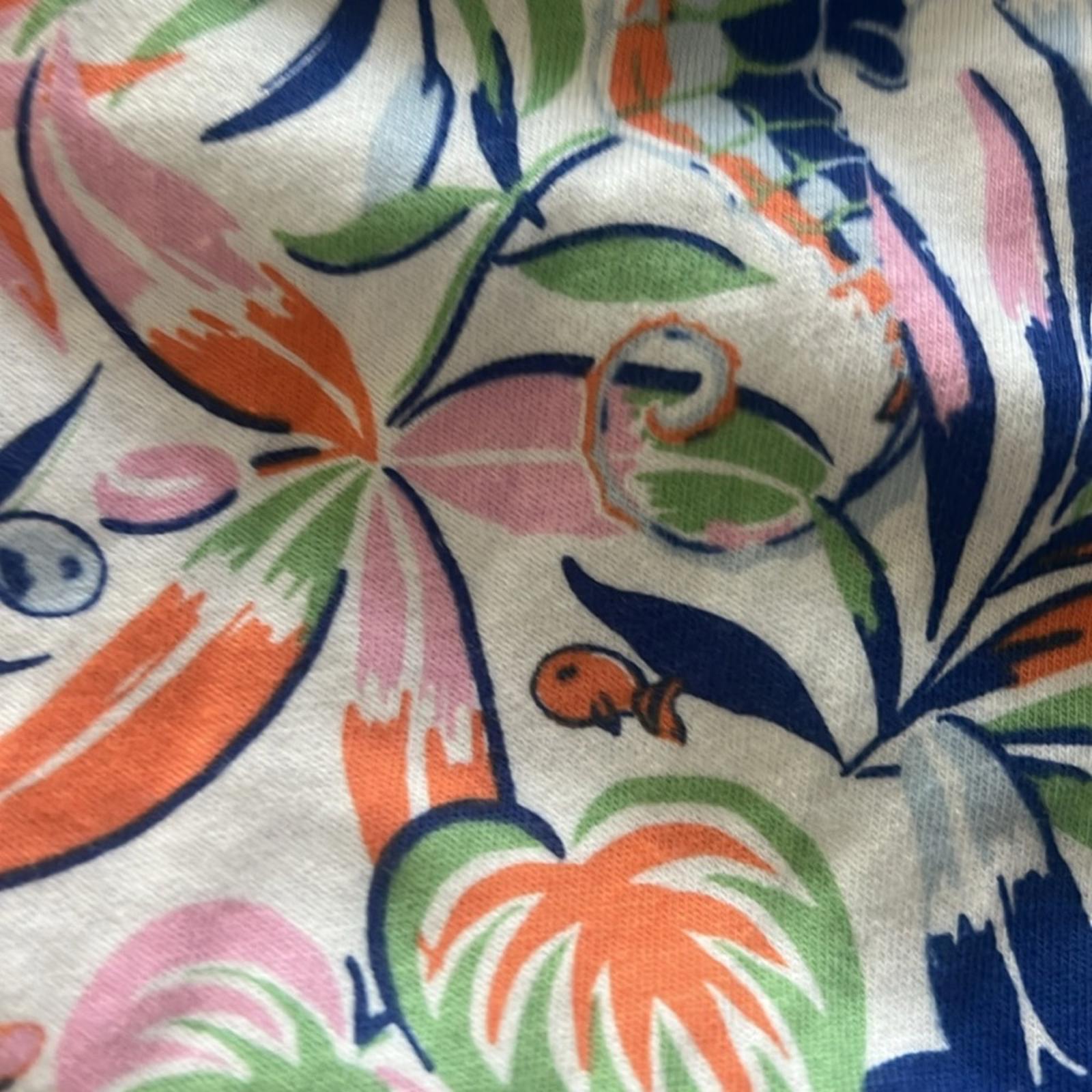 Polo Ralph Lauren Tropical-Print Ruffled Cotton Romper, Size M(8-10) NEW w/Tag