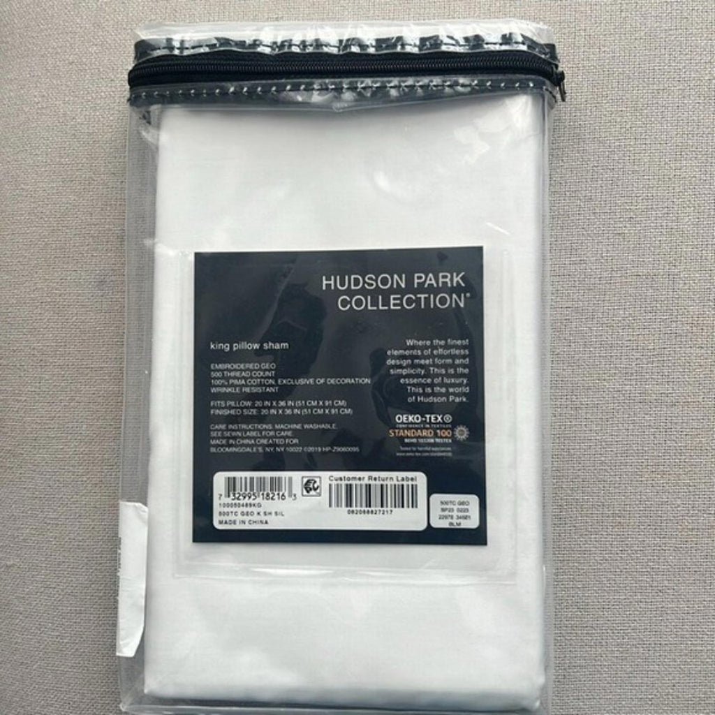 X2 Hudson Park Collection Embroidered Geo King Sham in White/Silver, $155/each