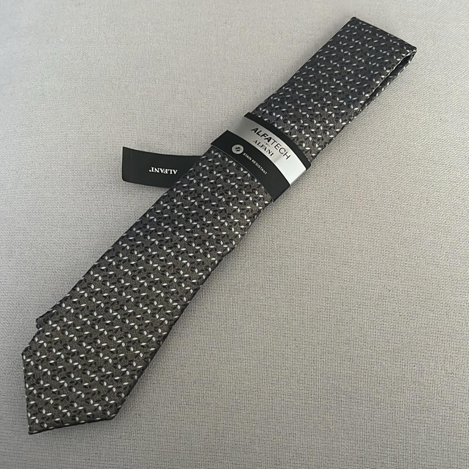 ALFANI Thornton Mini Neck Tie in Taupe, Style 1AFC22-1039 New w/Tag