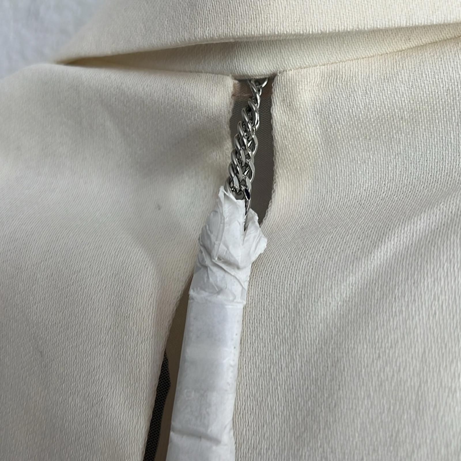 Galvan London Spinal Chain Embellished Blazer in Off White/Silver, NWT, Size 2
