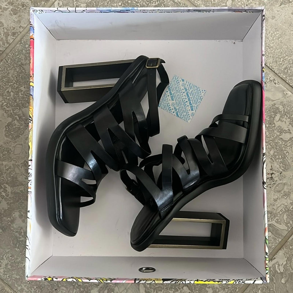 NEW Jeffrey Campbell Impulsive Ankle Strap Sandals, Black, Size 8M Retail $185