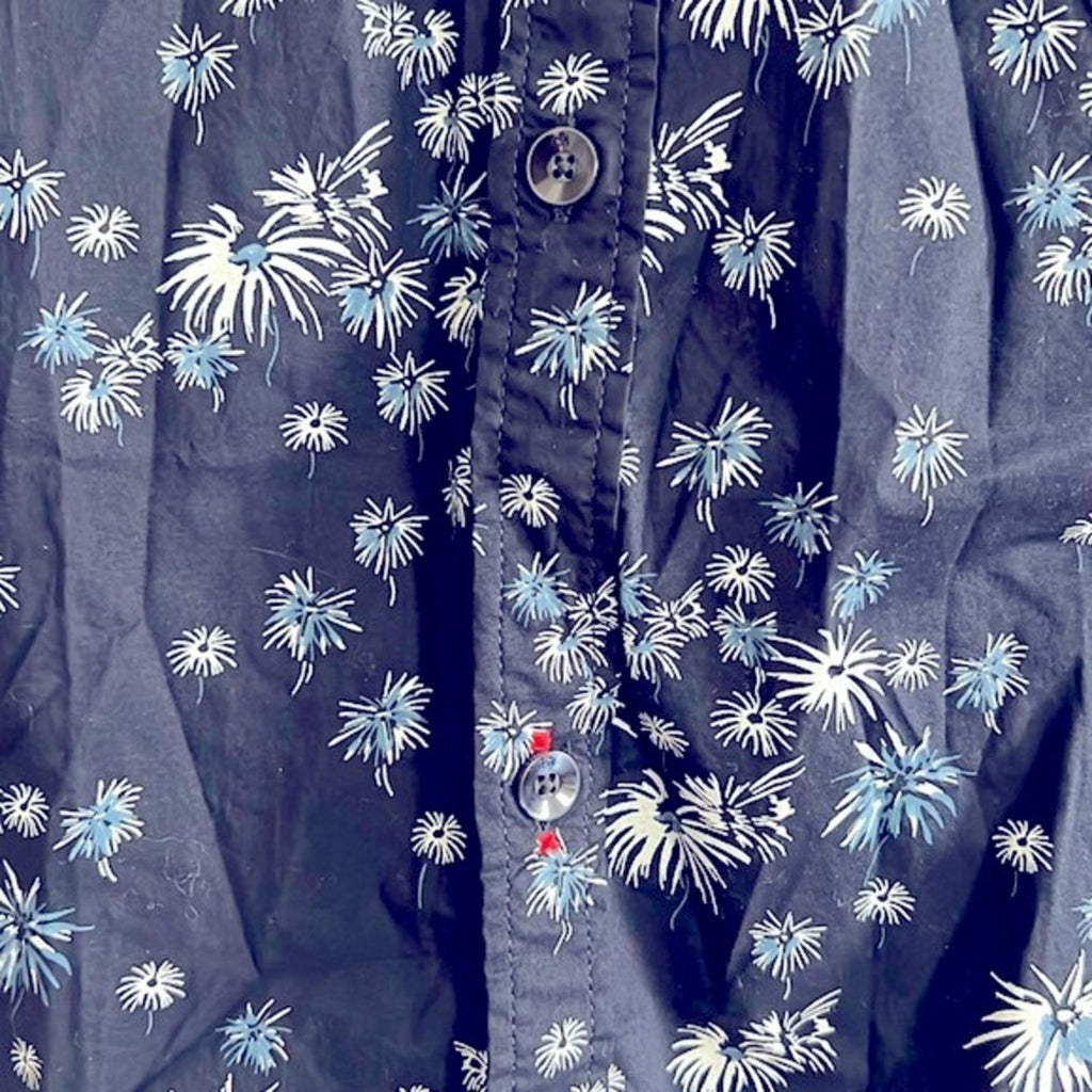 Scotch & Soda Slim Fit Poplin Fireworks Button Up Shirt Navy Size XL Retail $195