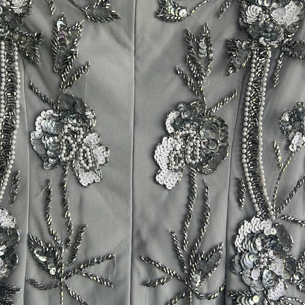 Adrianna Papell Embellished Sheath Dress in Bridal Silver, NEW, Size 4 $249