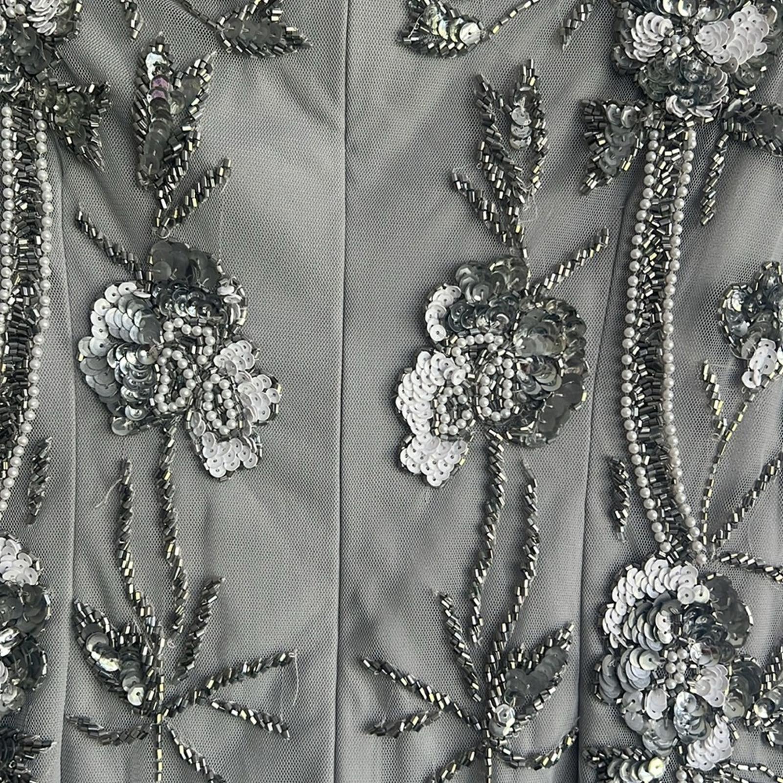Adrianna Papell Embellished Sheath Dress in Bridal Silver, NEW, Size 4 $249