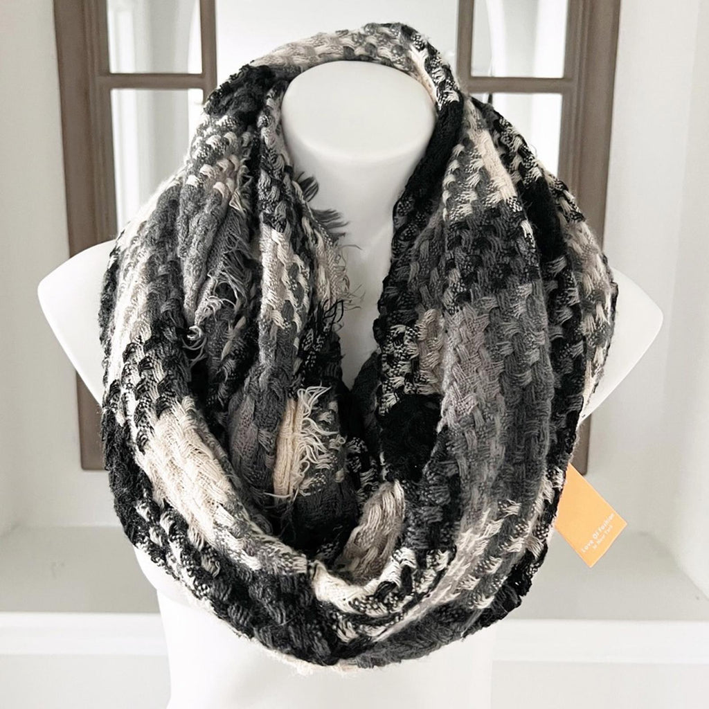 Love of Fashion (LOF) Woven Infinity Scarf, Brown Multi New w/Tag
