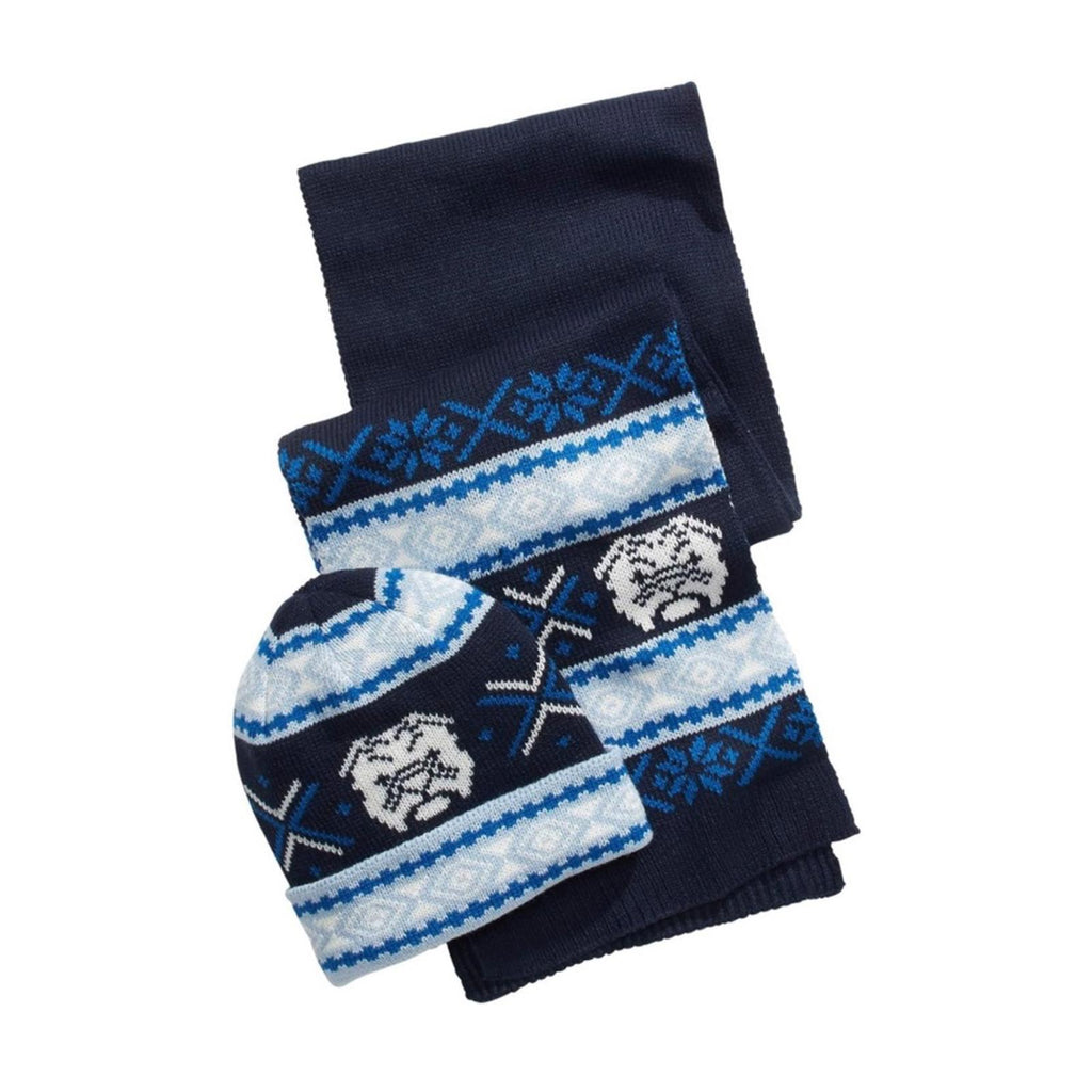 Club Room Men's Bulldog Hat & Scarf Set Blue Navy, New w/Tag